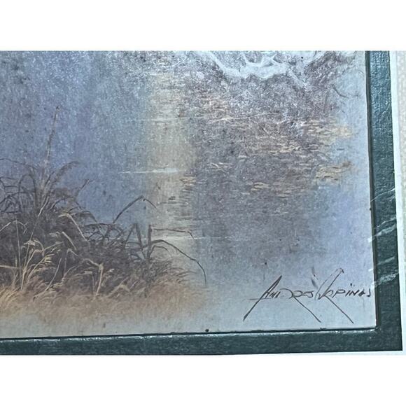 Flying Mallard Ducks Over River Andres Orpinas Framed Matted Art Print. Signed - Picture 5 of 5